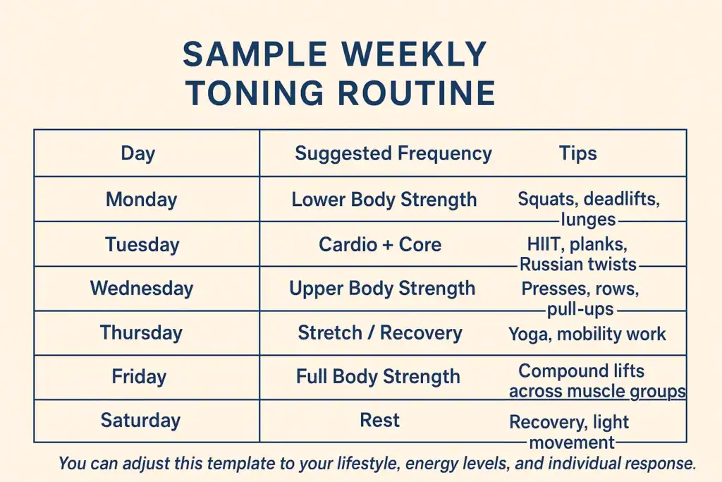 Achieving the Perfect Tone: How Often Should You Exercise for Results? 4 Weekly exercise Sutton Coldfield plan graphic
