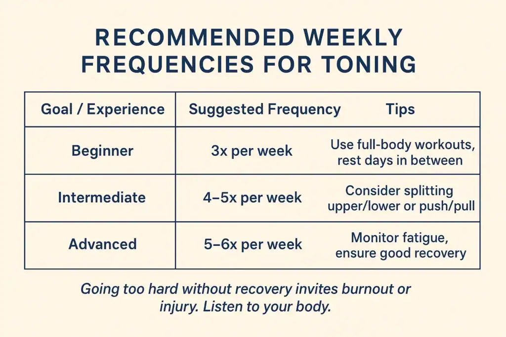 Achieving the Perfect Tone: How Often Should You Exercise for Results? 2 Graphic to show how often you should do exercise to help with toning Sutton Coldfield