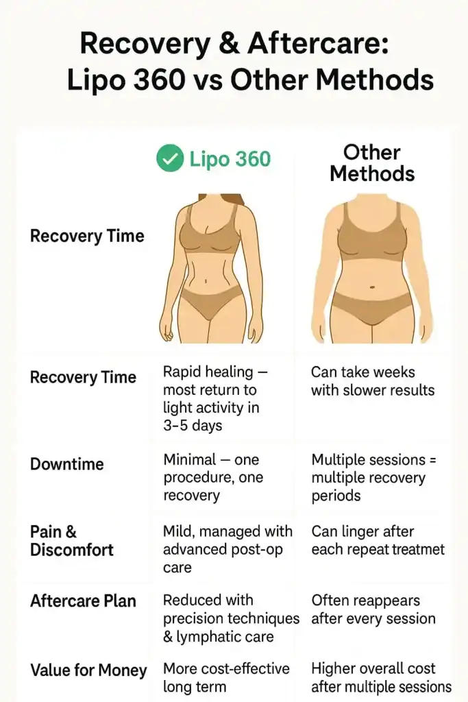 Recovery and Aftercare for Fat-Dissolving Surgery 2 Table to show fat dissolving injection aftercare Sutton Coldfield