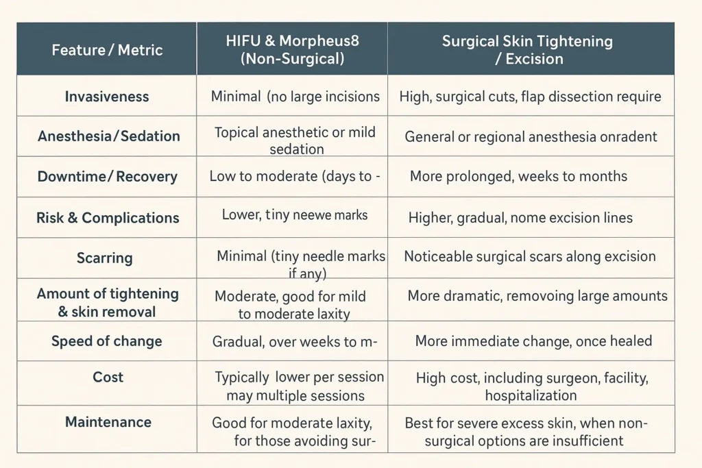 The Science of Skin Tightening 2 Table of skin tightening Sutton Coldfield benefits compared to surgical options