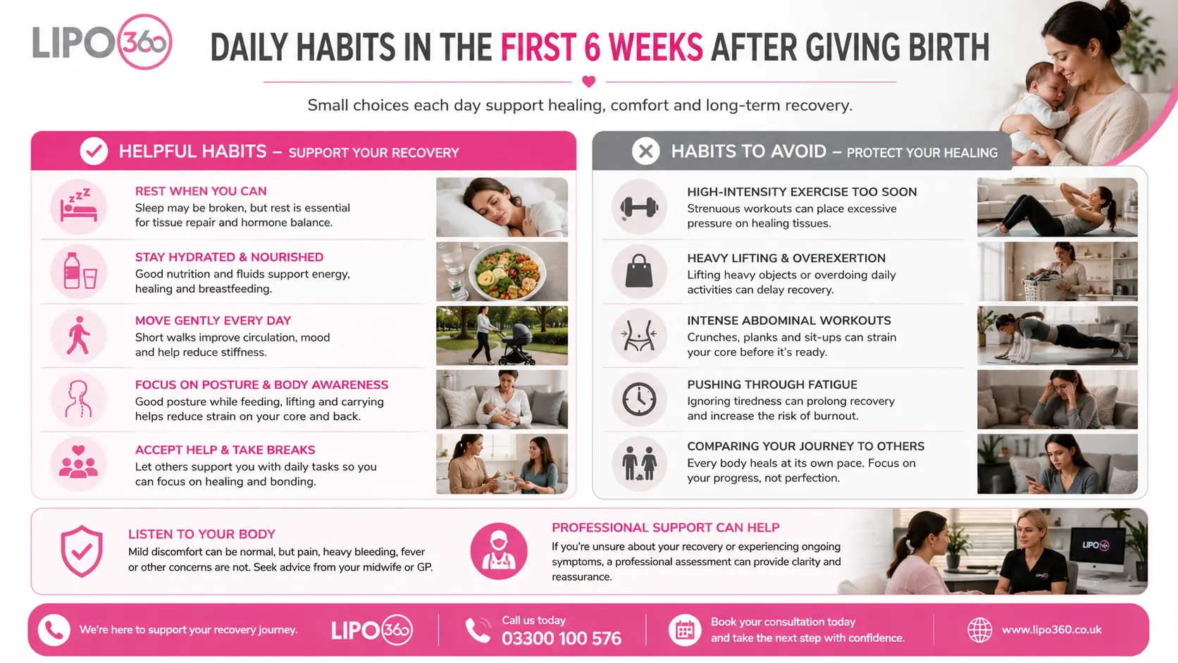 What to Do (and Avoid) in the First 6 Weeks After Giving Birth To Avoid Diastasis Recti 3 First 6 Weeks After Giving Birth To Avoid Diastasis Recti Sutton Coldfield : Daily Habits in the First 6 Weeks After Giving Birth